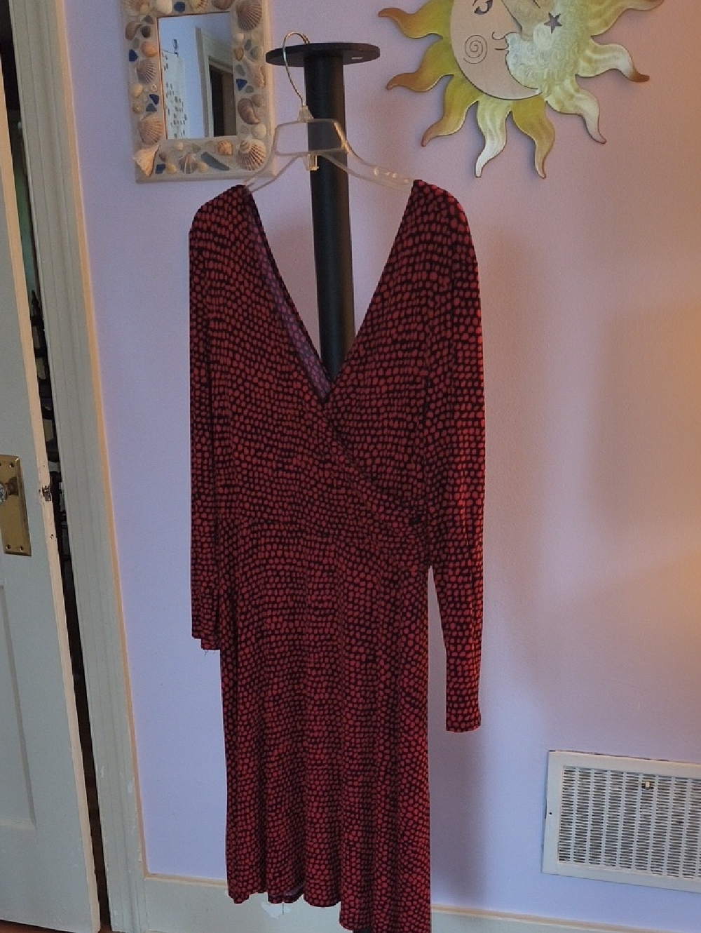 Classic Red & Black Printed Wrap Dress - Women
